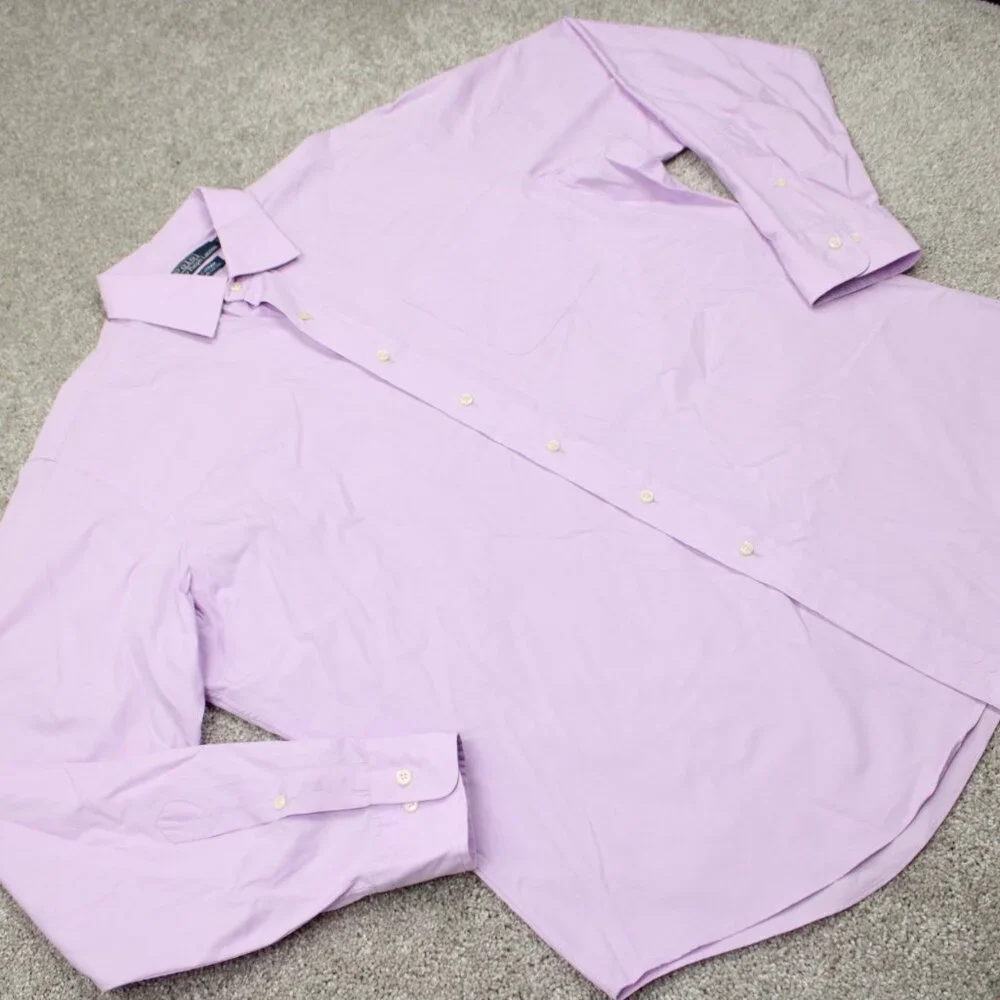 Polo Ralph Lauren Curham Dress Shirt Mens 16 1/2, 36/37 Purple Cotton L/S Button
